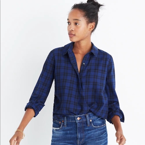 madewell wrap front shirt in arion plaid - Picture 4 of 7